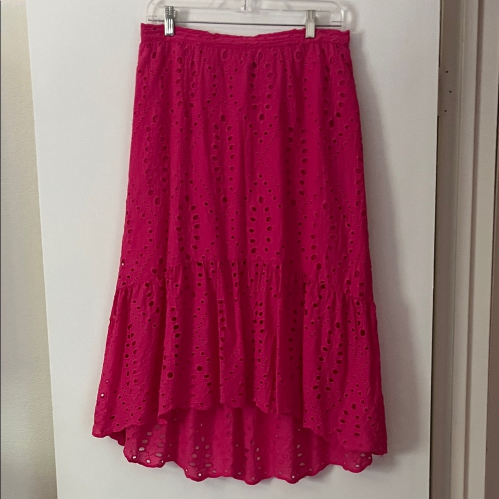 Beautiful Pink Eyelet High Low Skirt